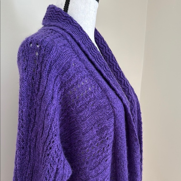 Chico's 1 Women's Purple Open-Front Long Cardigan Sweater M 8 - Picture 3 of 7